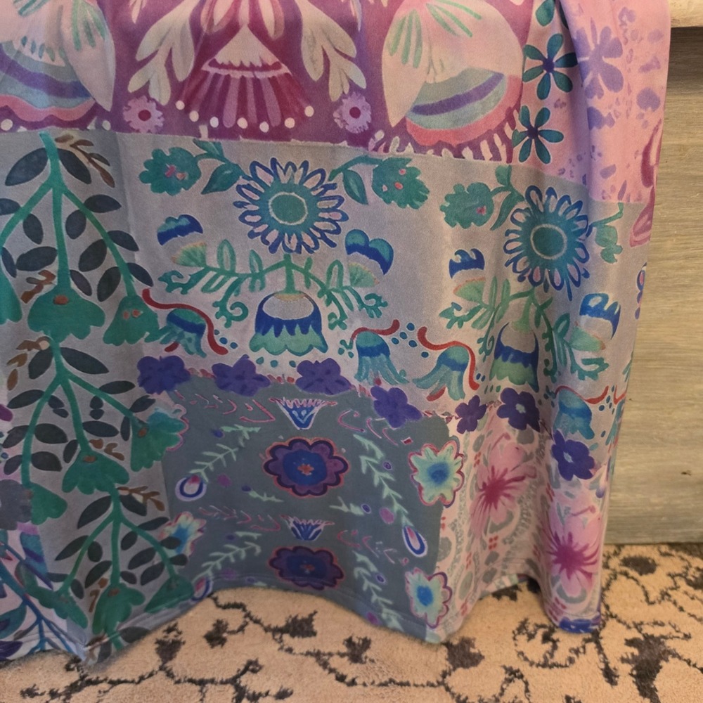 Multicolor Abstract Floral Print Long Sleeve Full Length Maxi Dress Size 5XL GC - Picture 6 of 9